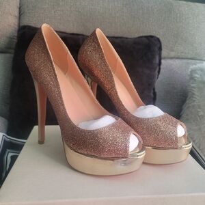 Elegant Glitter Peep-Toe Heels